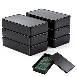Junction Box, Waterproof Box, Project Box, Set of 6, 3.9 x 2.4 x 1.0 inches (100 x 60 x 25 mm), Electrical Box, ABS Plastic, Enclosure, Waterproof, Connecting Box, Black, Electronics, DIY, General