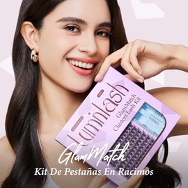 GlamMatch Clusters Lash Kit Set All-in-One con Pestañas en Racimos 8–18 mm Extensiones Naturales con Bond & Seal y Pinzas (144 PCS)