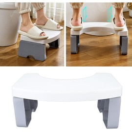 Taburete Plegable para Orinal, Taburete portátil de PP para Orinal en Cuclillas, para Regalos saludables y Viajes (White)