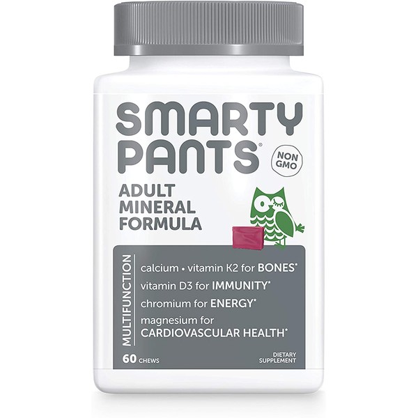 SmartyPants Adult Mineral Daily Gummy Multivitamin: Vitamin C, D3 & Zinc for Immunity, Vitamin E, Gluten Free, Calcium for Bones, Magnesium Citrate for Muscle Function, 60 Count (30 Day Supply)