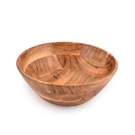 Kimona Fruit Bowl Wooden Round Shaped Serving Bowl for Fruit Salad, or Popcorn for Kitchen Counter – Wooden Decorative Bowl (25.4cm x 25.4cm x 10.16cm)