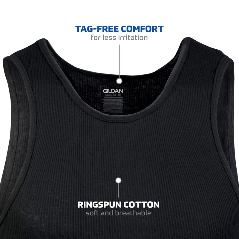 Gildan Gildan Men's A-Shirt Tanks, Multipack, Style G1104, Black (6-Pack),