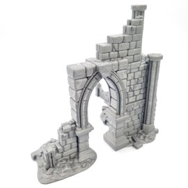 QP3D Battle Ruined Building Wall, Terrain Scenery for Tabletop & RPG 28-32 mm Miniatures Wargame Props DND D&D, 3D Printed and Paintable