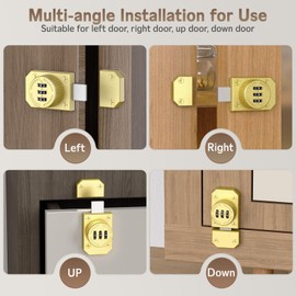 MeBantoo Cabinet Lock with Combination, 3-Digit Password Closet Door Lock, Zinc Alloy Mechanical Combination Latch with Screws for Barn One-Way Door, Drawer, Office File Cabinet (1, Gold)