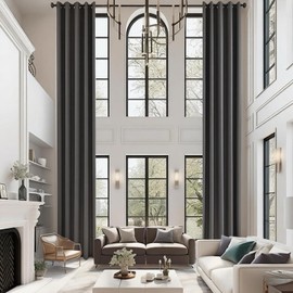 Tiadkh Home Decor Blackout Extra Long Curtains，144" Long Grommet High Ceiling Draps Noise Reducing 2 Story Curtains for Living Bedroom Windows(1Panel，W52xL144)