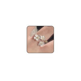 Silver Rings for Women Statement Flower Adjustable Rings for Women Non Tarnish Dainty Flower Jewelry (Style 1)
