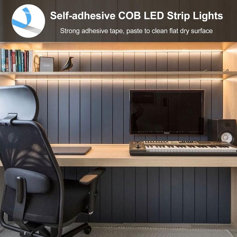 LumBelle COB LED Strip Lights Battery Powered, 6.6ft 640 LED