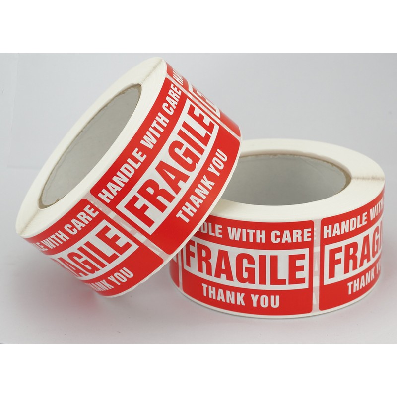 10 Rolls/5000 Labels,Handle with Care Fragile Thank You, Red Warning