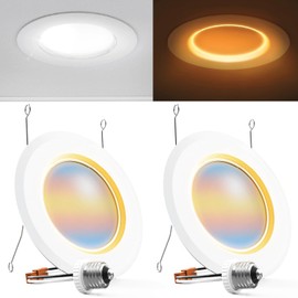 Sunco 2 Pack 6 Inch LED Recessed Lighting with Night Light, 2700K/3000K/4000K/5000K/6000K Selectable, Dimmable Can Lights, 12W, 1000LM, Damp Rated, Retrofit Installation - ETL.