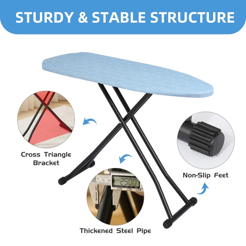 Ironing Board Adjustable Height Folding Ironing Board with Iron Pad,