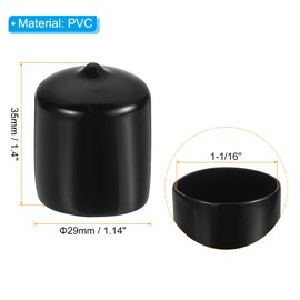 PATIKIL 1 1/16" ID Round Rubber End Caps, 12 Pcs Rubber Bolt Covers Caps PVC Rubber Screw Covers Flexible Screw Thread Protector Cap for Metal Tube Rod Bolt, Black