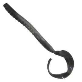 Creme 7" Ribbon Tail Plastic Worm Black Shad 8CT.