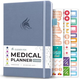 Clever Fox Compact A5 Medical Planner 12-Month – Medical Notebook, Health Diary, Wellness Journal to Track Health –12 Months (Windy Blue)