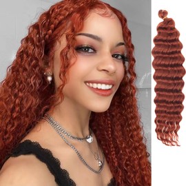 Ocean Wave Crochet Hair Ginger Braiding Hair for French Curl Crochet Braids Goddess Box Braids Crochet Hair Goddess Faux Soft Locs with Curly Ends 16 Inch 350 Curly Crochet Hair Extensions(6Packs)