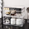 FKTXCO Clear Stackable Makeup Organizer with Drawer, Vanity Countertop Containers