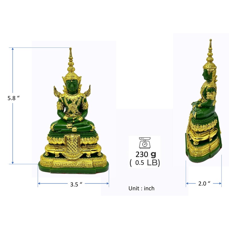 BUDDHO Emerald Buddha Statue 6" H. Knee to Knee 2