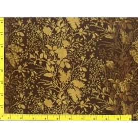 NA Dark Tan Vines with Flowers & Leaves Dark Brown By The Yard CSHLEA04520