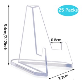 Pack of 25 Card Stands, Coin Holder, Card Stand Mini, Plate Stand, Acrylic Stand for Medals, Card Stand, Plastic Easel Display Stand, Small Coin Stand Display, Transparent