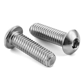 M8-1.25 x 35mm Button Head Socket Cap Screws, Stainless Steel 18-8, Bright Finish, Fully Threaded, Allen Socket Drive, 10 PCS