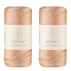 2 Pack of Sensy Premium 2mm 251 Yards Polyester Rope 100% Polypropylene Cord Macrame Cord 2mm Crochet Bag Cord Macrame Rope Crochet Thread for Knitter (Nude)