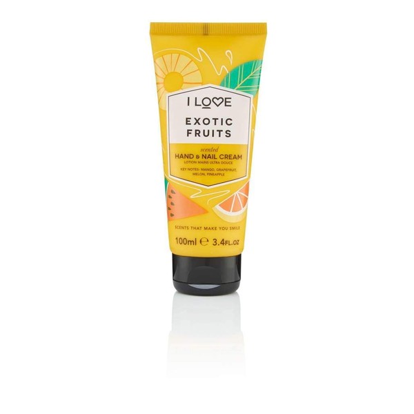 I Love Exotic Fruits Scented Hand & Nail Cream, Packed with Shea Butter & Coconut Oil to Rejuvenate & Nourish the Skin, 93% Naturally Derived Ingredients Including Vitamin, Vegan-Friendly - 100 ml