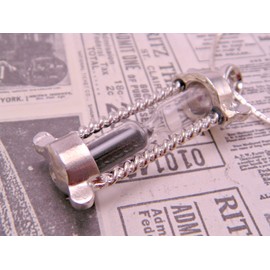 Mr. Sandman Silver Sand Timer Hour Glass Necklace Pendant on 16 Inch Chain