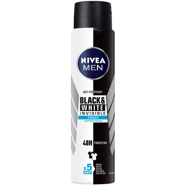 Nivea Men Black & White Invisible Fresh + Antibacterial Anti-Perspirant Aerosol 250ml