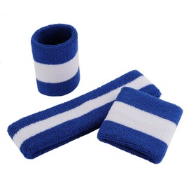 ONUPGO Sweatband Set Sports Headband Wrist Striped Sweatbands Terry Cloth Sports Training Basketball Bracelet Headbands Moisture Transport Sweat-Absorbing Headband