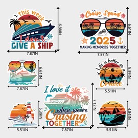 Family Cruise Door Magnets Decorations - 7 Pcs Large Retro Stateroom Cruise Accessories Palm Tree Magnetic Stickers Decals For Refrigerator Holiday Carnival Ship Cabin Decoration Party Supplies