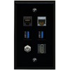 RiteAV CAT6 CAT7 Coax HDMI 2 USB 3 Flat/Solid Wall Plate [Black]