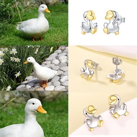 925 Sterling Silver Capybara Sheep Duck Axolotl Earrings - Cute Animal Earrings Jewelry Gifts for Women, Normal, S925, No Gemstone