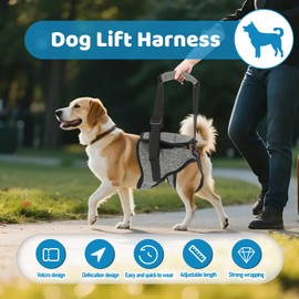 Dog Lifting Harness, Adjustable Dog Support Harness for Back Legs with Lift Handle, Portable Dog Slings for Medium Large Dogs Injuries Elderly Disabled Joint Canine (L)