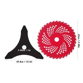 9" x 36 Teeth Carbide Tipped Brush Cutter Blades& 10" x 3 Teeth Brush Cutter Blade,Round Chainsaw Carbon Steel Brush Cutter Blades with Adapter Kit,Weed Lawn Trimmer Tools for Brush Cutter Weed Eater