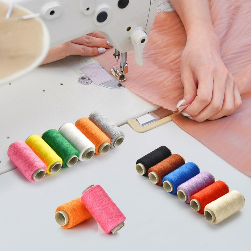12 Color Sewing Thread Kit, Needle and Polyester Threads Small
