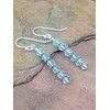 Sterling Silver Aquamarine Natural Gemstone Beaded Bar Dangle Earrings -