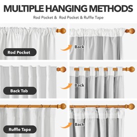 Deconovo 100% Blackout Curtains – Linen Blend, Thermal Insulated, Noise-Reducing Drapes – Grommet & Back Tab Window Panels – Light Blocking & Privacy Protection – 2 Panels, White, 52W x 84L Inch