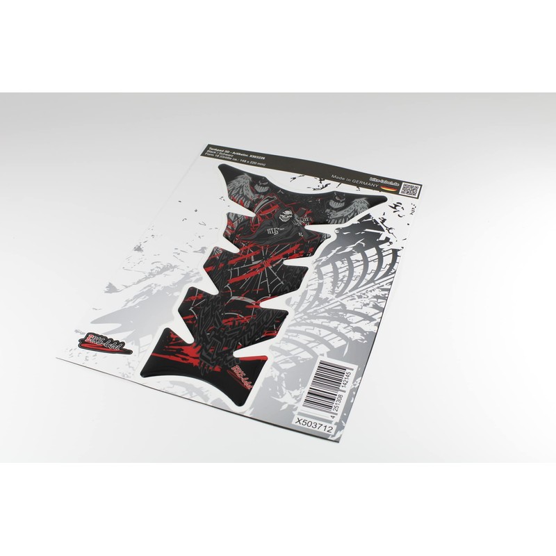 BIKE-label Tank Pad 3D Skull Black Red Compatible with Honda