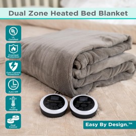 BLACK+DECKER Heated Blanket Electric Queen, Micro Plush Electric Blanket, Heating Blanket with 10 Heating Levels, 10H Timer, Auto Shutoff, Dual Zone Heating, Fast Heating (84x90 inches, Grey)