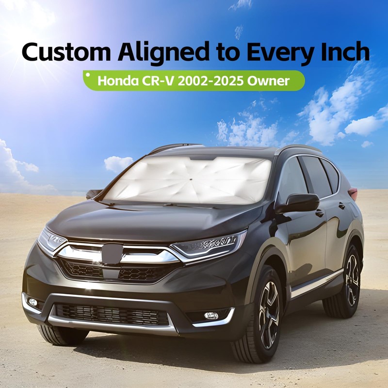 Windshield Sun Shade Custom Fit for Honda CRV 2002-2025, Upgraded