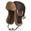 frr Vintage Rodeo Leather Rabbit Fur Aviator Hat (L) Brown