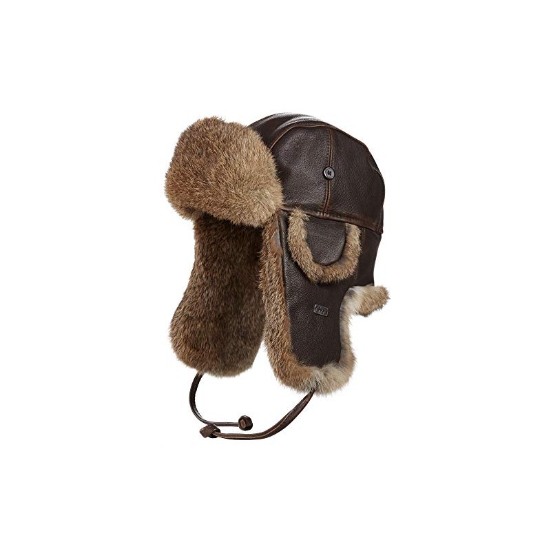 frr Vintage Rodeo Leather Rabbit Fur Aviator Hat (L) Brown