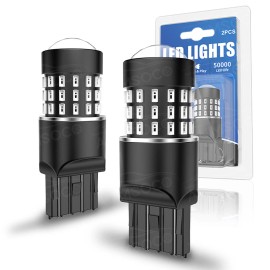 AUIMSOCO For Acura MDX 2001-2006 2014-2020 7443 580 W21/5W Red LED Light Brake Tail Bulbs