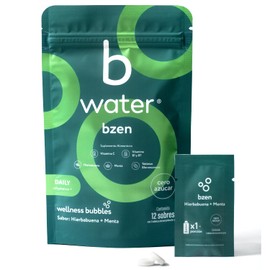 B Water - Bzen Daily Tabletas Efervescentes Rehidratantes | Tabletas Para Rehidratar con Sabor Menta Hierbabuena | Vitaminas C, B1 y B7 | Calma y Equilibrio | 12 Sobres