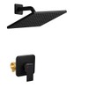 Heable Shower Faucet Set Matte Black, Bathroom Rainfall Shower System with Stainless Steel Showerhead Rain Shower Set, Single Function Shower Trim Kit with Rough-in Valve