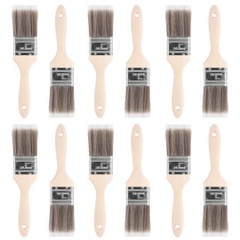 LDHHYH Set of 12 Varnish Brushes 50 mm, Brush Set Flat Brush with Wooden Handle, Flat Brush Varnish Brush Wood Set, Painter's Brush, Varnish Brush, Flat Brush for Fencing, Decorating, Painting