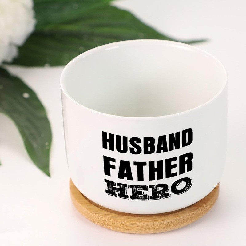 DecStic Husband Father Hero Ceramic Planters Bible Verse Planters for