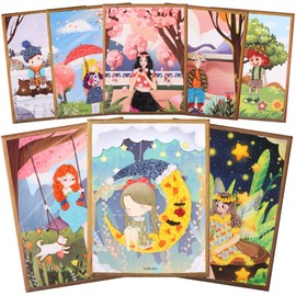 Yohelly 8 Pcs DIY Sticky Mosaic Art Crafts Early Learning Games Art Kit for Preschool Toddlers Boys and Girls