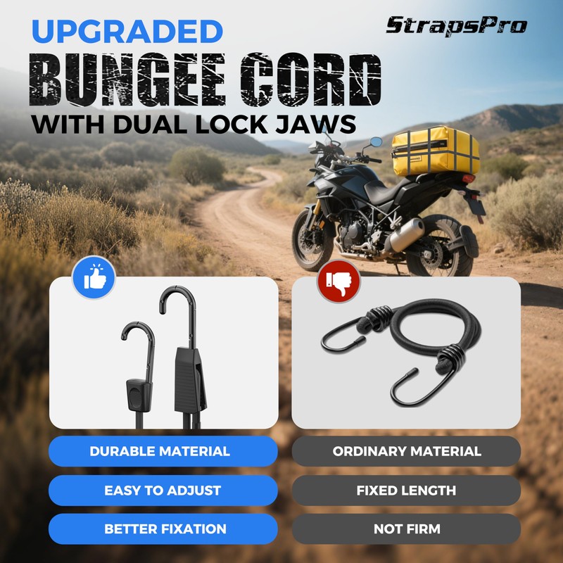 36 Inch Adjustable Bungee Cords with Hooks, 6 Pcs Black