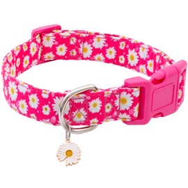 Faygarsle Cotton Dog Collar Cute Dog Collars for Small Medium Large Dogs Hot Pink Floral Colored Options Soft and Fancy Pet Collars for Girls Flower Pattern for Girl Dog Collar M