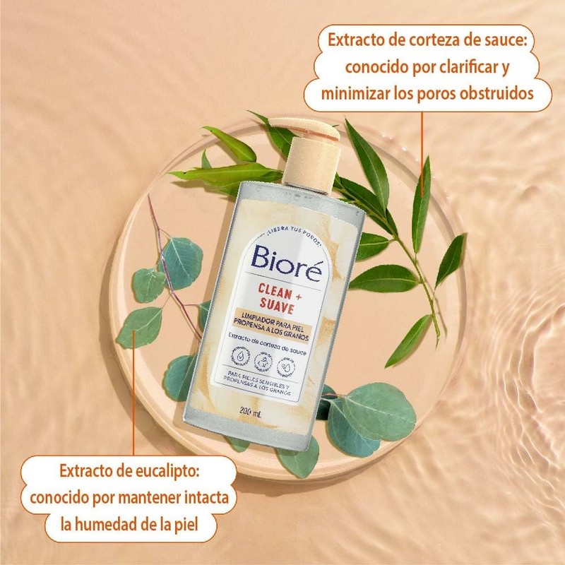 Bioré, Clean + Suave Limpiador Facial Suave para Pieles Sensibles